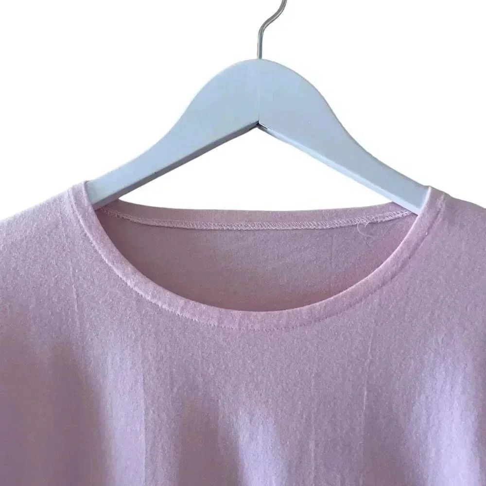 Pink Plain Solid Basic Essential Long Sleeves Top… - image 2